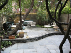 A backyard patio in Greenwich Village NYC.