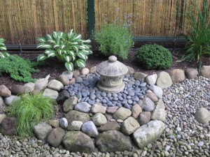 Japanese rock garden in a small backyard